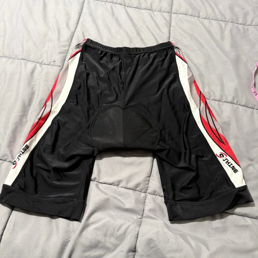 Shine Padded Cycling Shorts Mens XXL Black Red Compression Bike Shorts Chamois